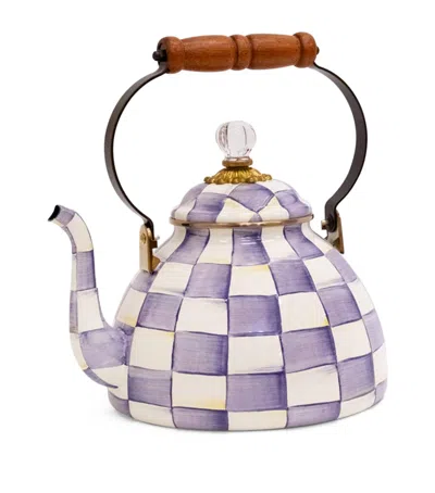 Mackenzie-childs Violet Check 3-quart Tea Kettle In Purple
