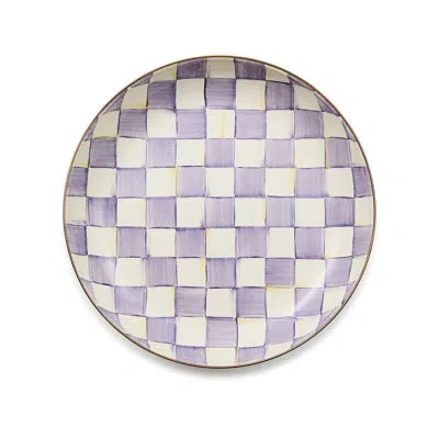 Mackenzie-childs Violet Check Abundant Bowl In White;purple