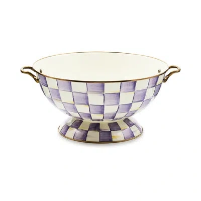 Mackenzie-childs Violet Check Everything Bowl In White;purple