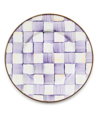 Mackenzie-childs Violet Check Handmade Salad And Dessert Plate In Purple