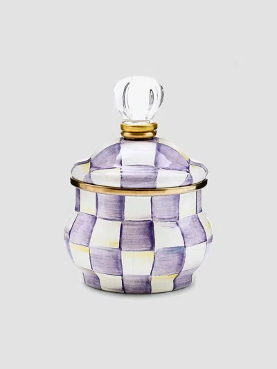 Mackenzie-childs Violet Check Lidded Sugar Bowl In Purple