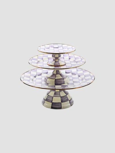 Mackenzie-childs Violet Check Mini Pedestal Platter