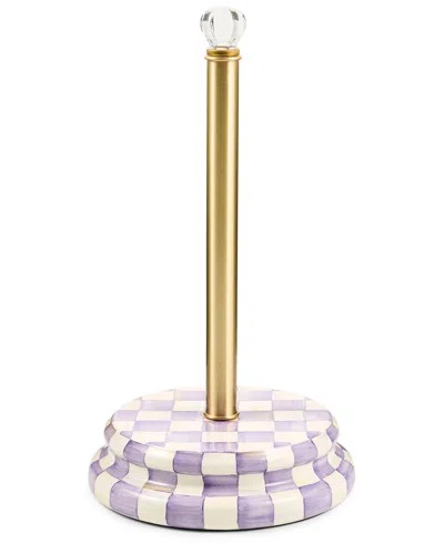 Mackenzie-childs Violet Check Paper Towel Holder In Purple