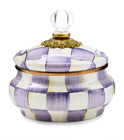Mackenzie-childs Violet Check Squashed Pot In Purple