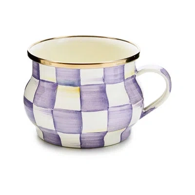 Mackenzie-childs Violet Check Teacup In White;purple