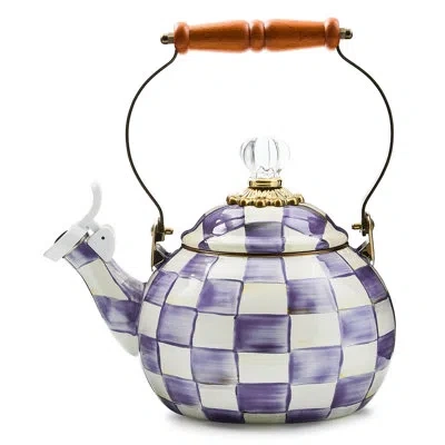Mackenzie-childs Violet Check Whistling Tea Kettle