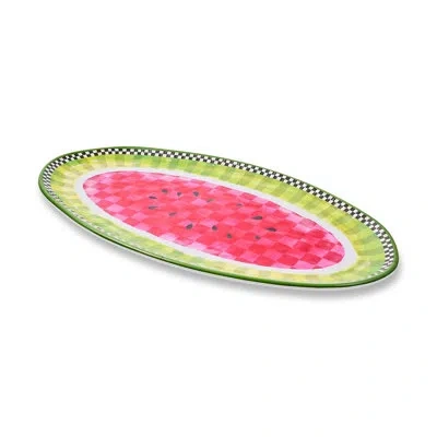 Mackenzie-childs Watermelon Melamine Oval Platter In Multi