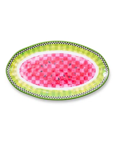 Mackenzie-childs Watermelon Melamine Oval Platter In Transparent