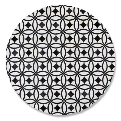 Mackenzie-childs White Kyoto Hair On Hide Rug In Black;white