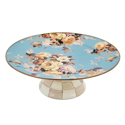 Mackenzie-childs Wild Rose Large Pedestal Platter In Blue