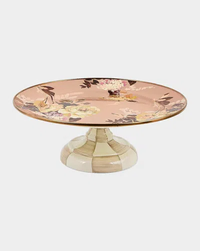 Mackenzie-childs Wild Rose Mauve Small Pedestal Platter In Pink