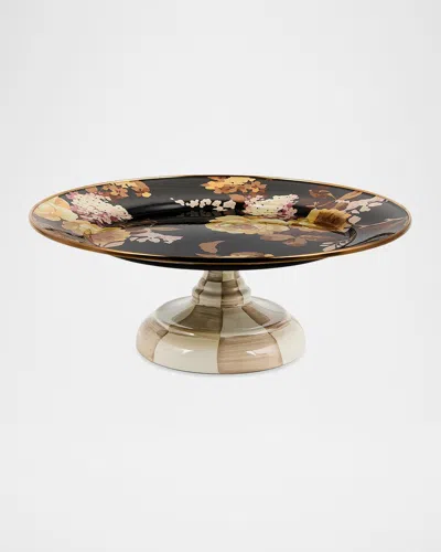 Mackenzie-childs Wild Rose Mocha Small Pedestal Platter