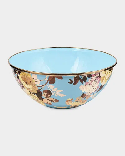 Mackenzie-childs Wild Rose Slate Large Everyday Bowl In Blue