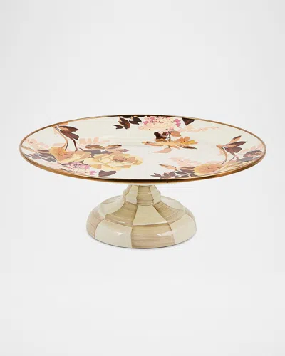 Mackenzie-childs Wild Rose White Small Pedestal Platter