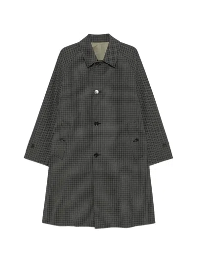 Mackintosh Balfield Reversible Check-pattern Raglan-sleeve Coat In Gray
