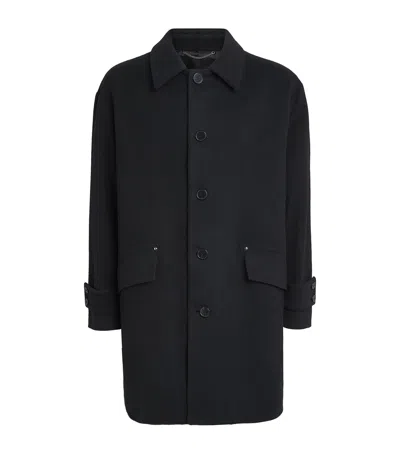 Mackintosh Cotton Waterproof Humbie Overcoat In Black