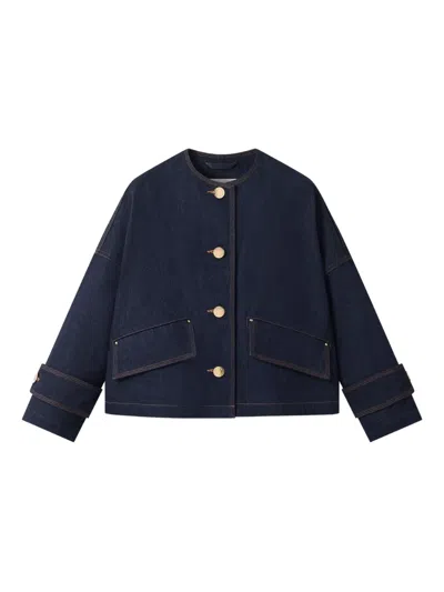 Mackintosh Humbie Button-front Cropped Jacket In Blue