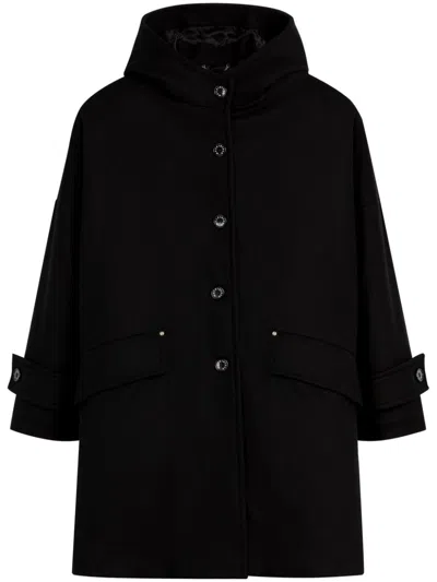 Mackintosh Humbie Hood Overcoat In Black