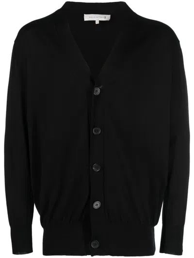 Mackintosh Logo-patch Organic-cotton Cardigan In Black