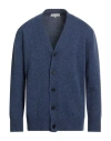 Mackintosh Man Cardigan Blue Size Xl Merino Wool, Cashmere In Blue