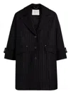 Mackintosh Pinstripe Cocoon Coat In Black