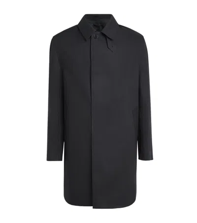 Mackintosh Rubberised Cotton Waterproof Dunoon Overcoat In Blue
