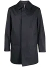 Mackintosh Single-breasted Cotton Raincoat In Blau