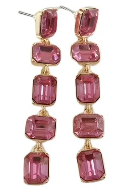 Macrae & Co . Alice Crystal Linear Drop Earrings In Pink