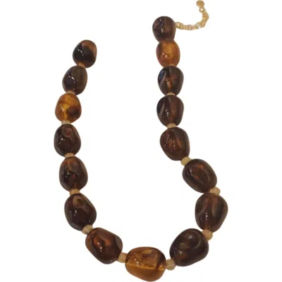 Macrae & Co . Amber Glow Beaded Necklace In Brown