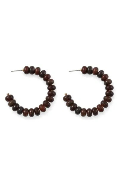 Macrae & Co . Bauble Beaded Hoop Earrings In Brown