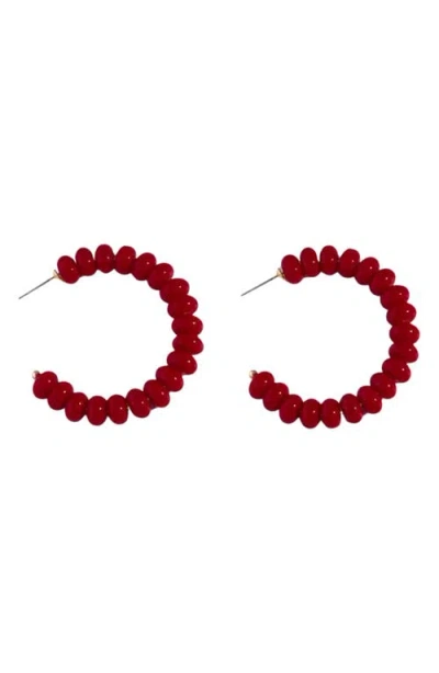 Macrae & Co . Bauble Beaded Hoop Earrings In Red