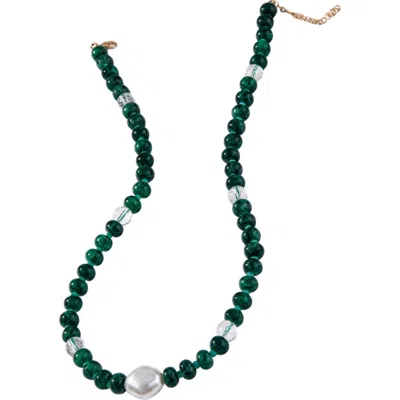 Macrae & Co . Beaded Harvest Necklace In Green