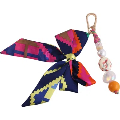 Macrae & Co . Bow Scarf Beaded Bag Charm In Multi