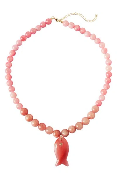 Macrae & Co . Coral Bay Fish Pendant Necklace In Pink