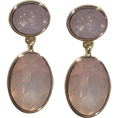 Macrae & Co . Crystal Double Drop Earrings In Purple