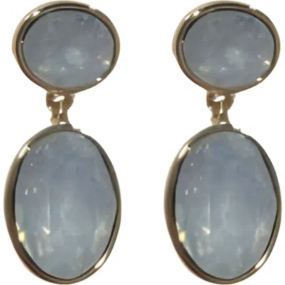 Macrae & Co . Crystal Double Drop Earrings In Gray