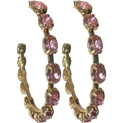 Macrae & Co . Crystal Hoop Earrings In Brown