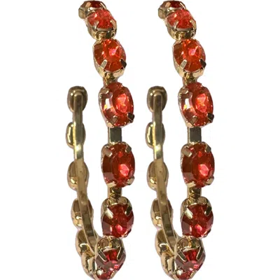 Macrae & Co . Crystal Hoop Earrings In Gold