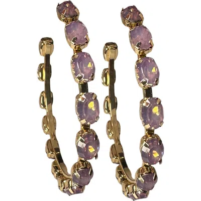 Macrae & Co . Crystal Hoop Earrings In Gray