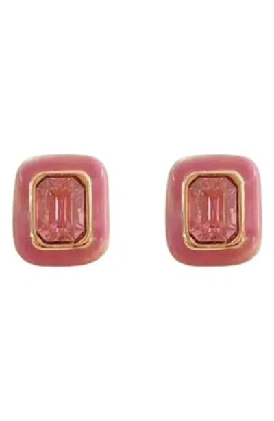 Macrae & Co . Cutie Crystal Stud Earrings In Pink