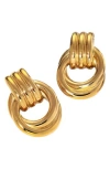 Macrae & Co . Doorknocker Stud Earrings In Gold
