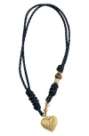 Macrae & Co . Emmy Roped Heart Pendant Necklace In Black