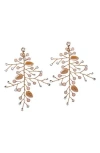 Macrae & Co . Falling Leaves Crystal Drop Earrings In Metallic