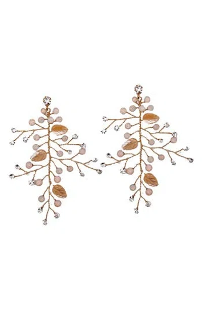 Macrae & Co . Falling Leaves Crystal Drop Earrings In Metallic