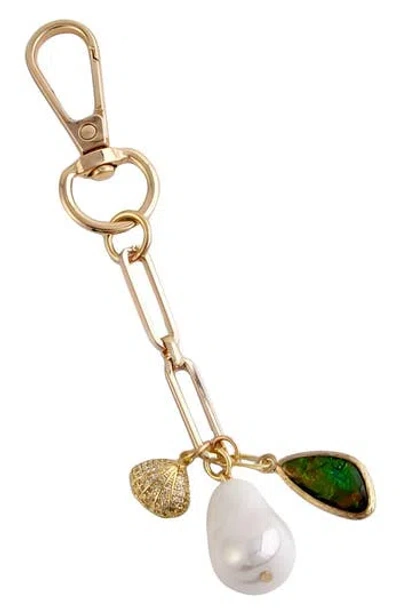Macrae & Co . Faux Pearl Bag Charm In Gold