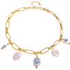 Macrae & Co . Faux Pearl Charm Necklace In Gold
