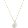 Macrae & Co . Faux Pearl Teardrop Pendant Necklace In Gold