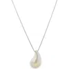Macrae & Co . Faux Pearl Teardrop Pendant Necklace In Metallic