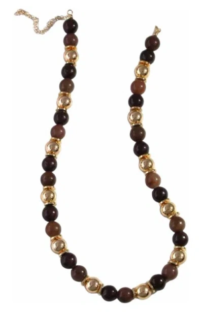 Macrae & Co . Gilded Beaded Necklace In Brown
