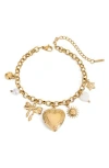 Macrae & Co . Heart Locket Charm Bracelet In Gold
